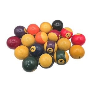 Vintage Complete Billiard Ball Set Numbered Striped -Solid Balls Lot of 18 U56